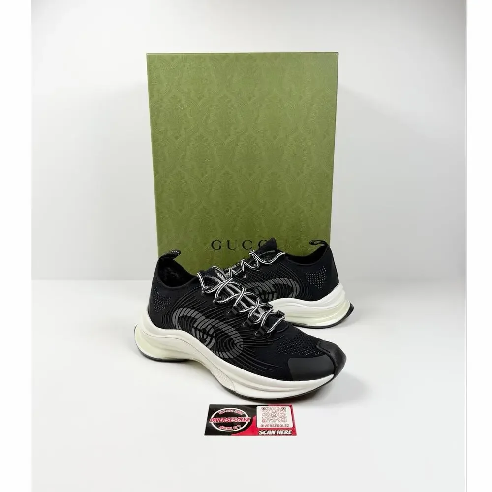 Size 7.5US - Gucci Run Knit Black Sneakers NEW
